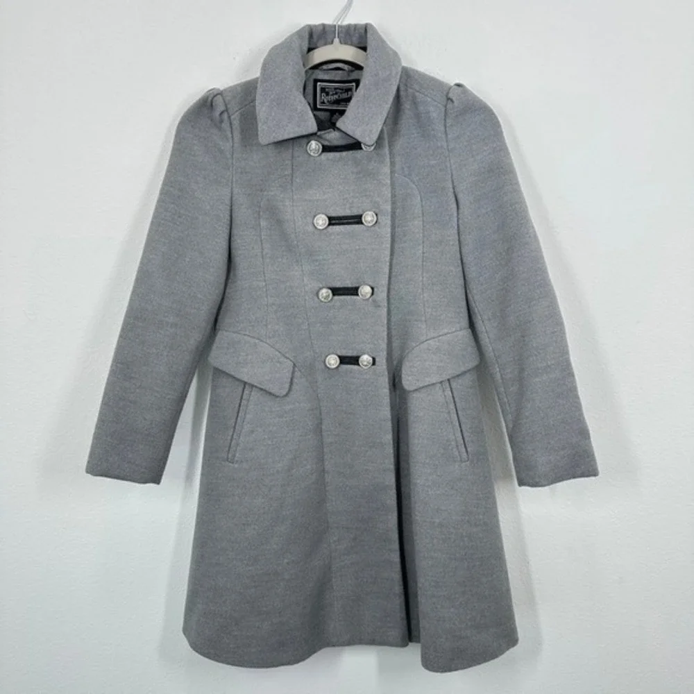 Rothschild Girls Medium Double Breasted Gray Pea Coat‎ Formal Holiday Winter
